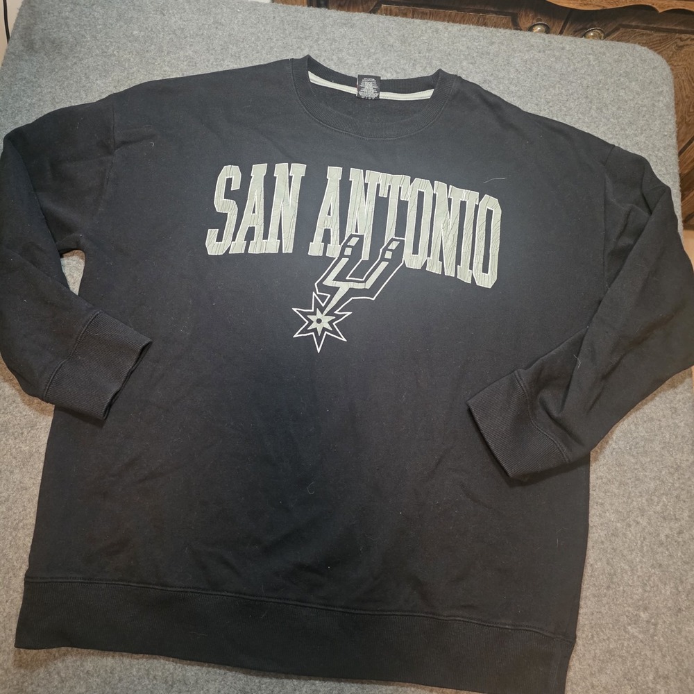 Nba Ultra Game San Antonio Spurs Black Crewneck Pullover Large C2